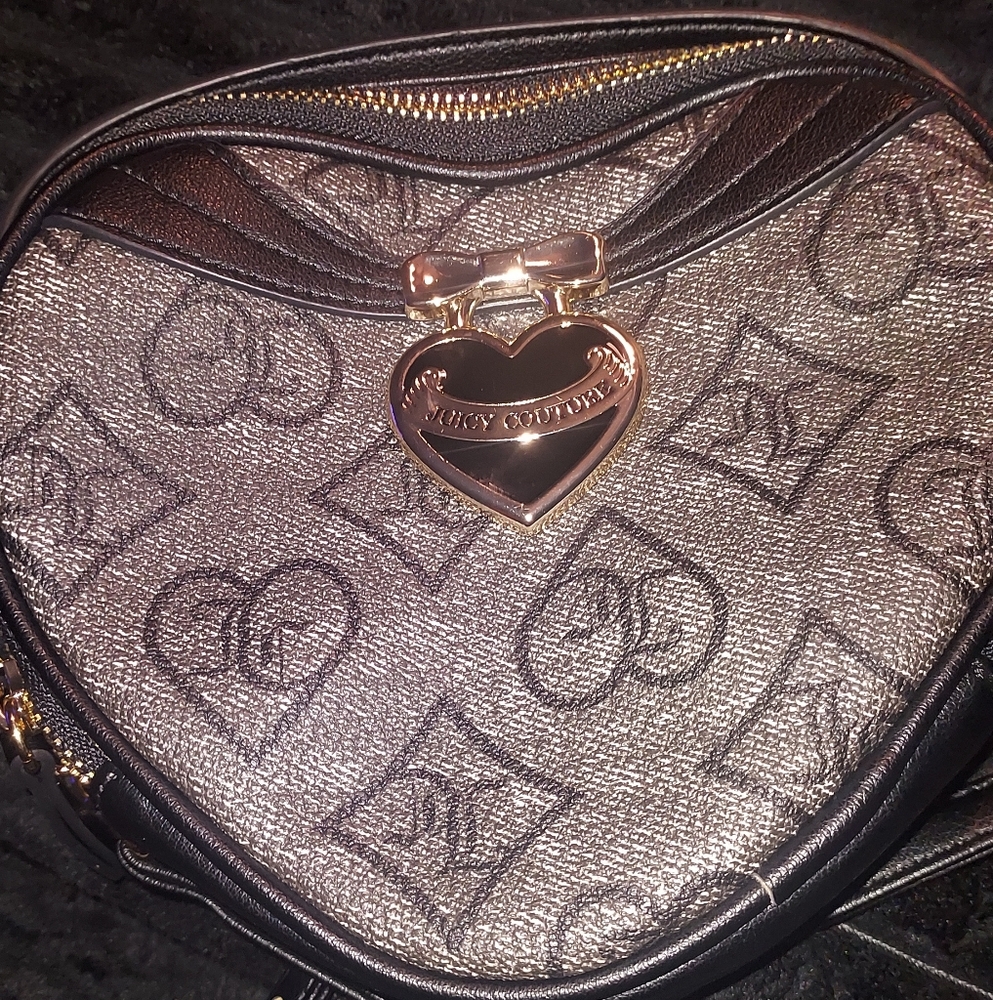 Juicy Couture Black and Gold Heart-Shaped Bag
